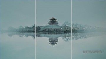 De Photos réalistes œuvres - Histoire chinoise du Palais Yanxi avec des grues blanches oiseaux paysage de photos à l’art